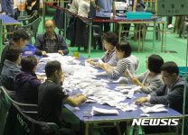 제주 한라체육관 개표장