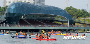 세종호수공원에서 레프팅 보트 체험