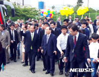 목포 공생원 도착한 니카이 간사장