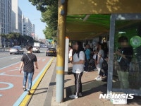 제주 대중교통 개편 시행 후 첫 월요일 버스 정류장