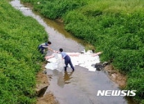 천안 수신면일원 농수로에 기름유출···천안시 긴급방제