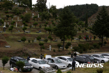 강릉 영동공원묘원 추석 풍경