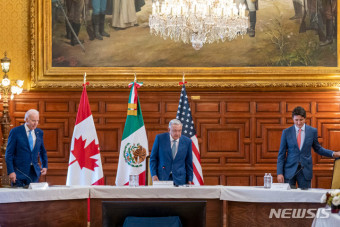 국경 맞댄 미·멕시코·캐나다, 5년 만에 북미 3국 정상회담 개최 [뉴시스Pic]