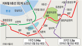 지하철 9호선 3단계 10월 25일 착공… 잠실 종합운동장∼둔촌동 보훈병원 구간 2016년 2월 완공