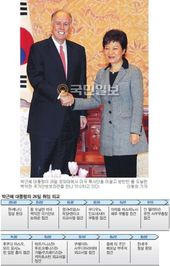 朴 대통령, 이틀째 ‘취임식 외교’… 오바마 친서 전달받아