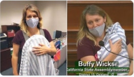 코로나 대리투표 불허에 젖먹이 딸 안고 등원한 美의원