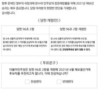 당원 뜻인가 ‘답정너’ 회피책인가, 민주당 전 당원투표 시끌