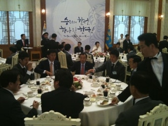 [사진]월드컵 대표팀 靑 방문, 李대통령과 오찬