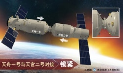 中톈저우 1호와 톈궁 2호 첫 자동도킹 성공