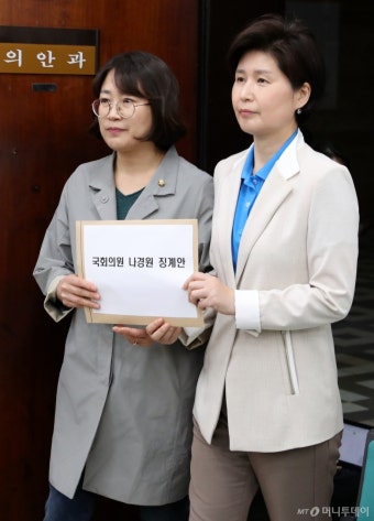 [사진]국회의원 나경원 징계안 제출하는 백혜련-추혜선