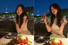 걸스데이 출신 방민아, 남산타워 야경에 디저트…달달 데이트?