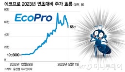 82만원→55만원 에코프로 6.78% 급락...회장님 구속 쇼크