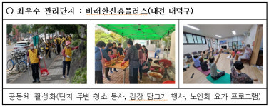 올해 최우수 관리 아파트, 대전 비래한신휴플러스