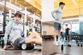 손흥민 눈앞서 양민혁 '펄쩍'…