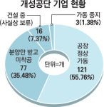 개성공단 진출 217개사 10곳중 4곳 `공사중단`