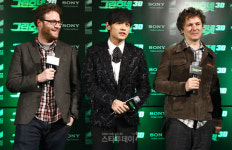 [포토] 영화 `그린 호넷` 홍보차 내한한 공드리 감독-주걸륜-세스 로건