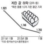 계란이 장바구니 효자네…10개당 1703원 작년보다 11% 하락