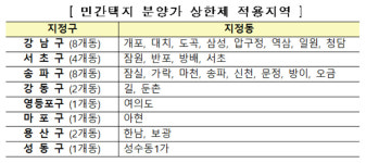 [종합] 강남4구·마용성 등 서울 27개동, 민간택지 분양가상한제 적용