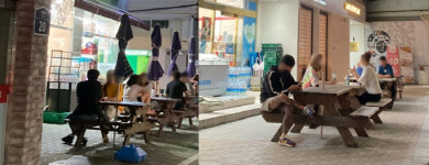 잠시 멈춰달라 당부에도…편의점 파라솔선 밤새 술판