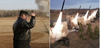 “서울 붕괴 태세 완비”…김정은, 초대형방사포 사격훈련 지도