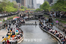 [포토] 점심시간 직장인들의 청계천 나들이
