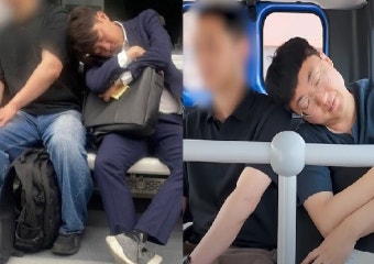 ‘지하철서 쿨쿨 패러디’…버스서 졸고 있는 충주맨 본 이준석의 한마디