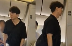 “죄송합니다” 연신 사과…‘아이 울음’ 비행기 지연, 박수홍 기내 영상 보니