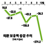 10월 외환보유액 사상 최대 감소