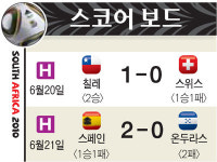 [남아공 월드컵] 스페인, 온두라스 제물로 명예 회복