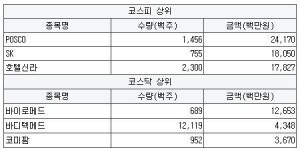 [12월 30일] 개인 순매수 상위 특징주