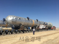 현대ENG, 우즈벡 가스처리시설 320t 메인압소버 운송 성공
