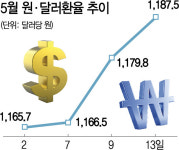 미중 무역충돌 불똥···원달러환율 1,190원 바짝