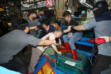 상의 벗으며 저항해도···구 노량진 수산시장 명도집행, 점포 35곳 폐쇄