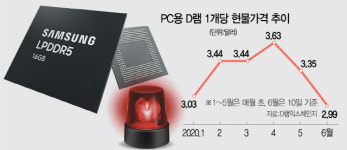 현물가 2弗대 뚝...적신호 켜진 D램