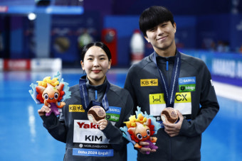 김수지, 이재경과 호흡한 싱크로3ｍ 동메달