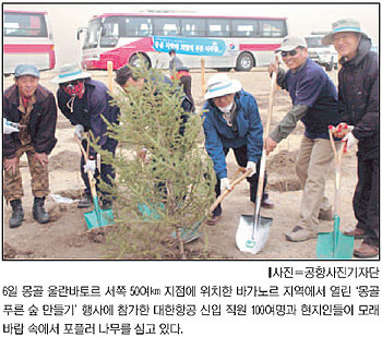 대한항공과 아시아나항공, 몽골 대한항공 숲에서 나무 심는 봉사활동 협력 진행 중