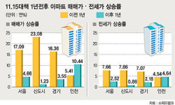 [11·15 부동산대책이후 1년] 버블세븐·재건축 집값 약세로