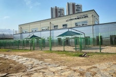 벽하나 두고 갇힌 유기견과 노는 반려견..고양시 반려동물 놀이터의 현실