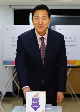 오세훈 시장, 투표소 현장점검...