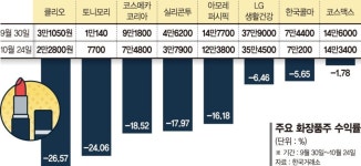 두자릿수 하락 화장품주… 증권가 지금 담아라
