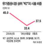 유가증권시장 빅7 시총비중 37%로 ↓