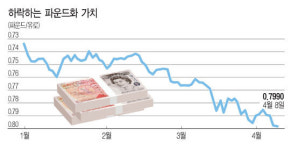 파운드화 약세 어디까지… 유로당 0.7990파운드로 사상 최저