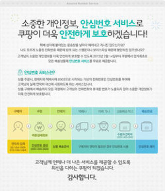 쿠팡, 소비자 개인정보 보호용 '안심전화번호' 서비스