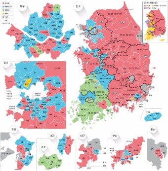 새누리, 영남서 고전…더민주, 수도권 압승…국민의당, 호남맹주로