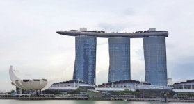 북미정상, 싱가포르 회동 시 마리나베이샌즈 배경 기념촬영