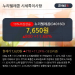 누리텔레콤 10% 이상 상승, 전형적인 상승세, 단기·중기 이평선 정배열