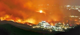 강원 고성에 대형 산불…태풍급 바람타고 속초까지 초고속 확산