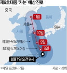 태풍 카눈, 10~11일 국내 통과 전망…시간당 100㎜ '물폭탄' 내리는 곳도