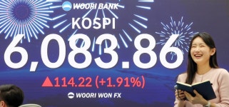 [포토] 코스피 6000선 돌파 마감…꿈의 6천피 시대