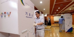 <포토>사전투표소 설치로 분주한 상도1동 주민센터